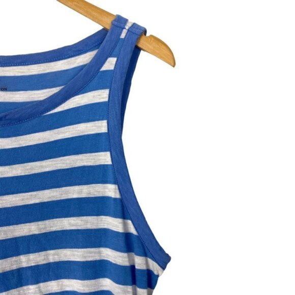 J Crew Blue White Stripped Vintage Cotton Boat Neck T Shirt Maxi Dress US M - Picture 4 of 8